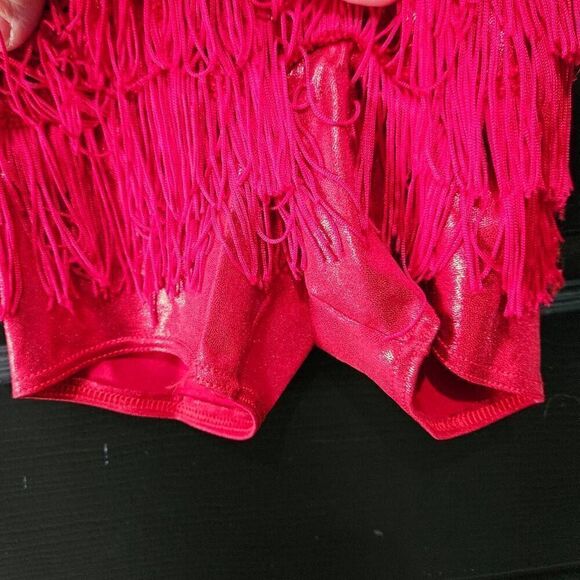 Weissman NWOT child intermediate dance costume red fringe jazz tap solo - Picture 4 of 9